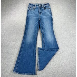 American Eagle Bootcut Super Hi-Rise Flare Jeans Women 00 Short 24x28 Blue